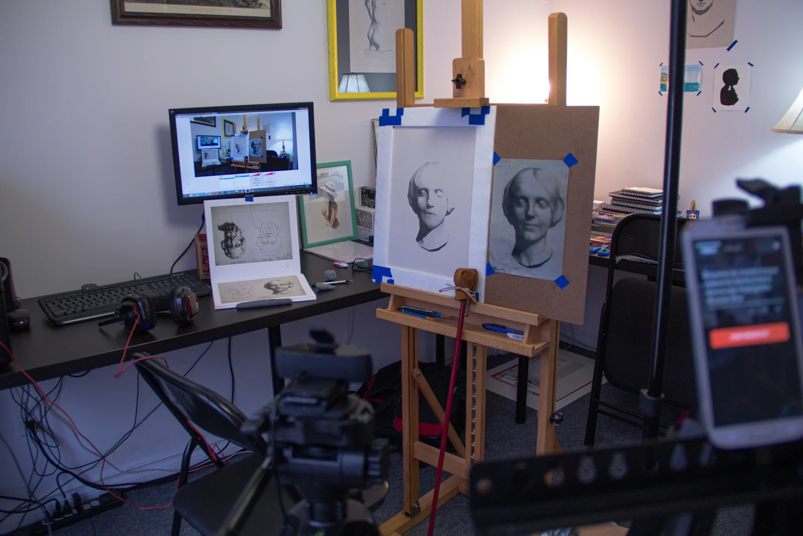 My drawing tutorial recording setup in Canada using the Canon 60D
